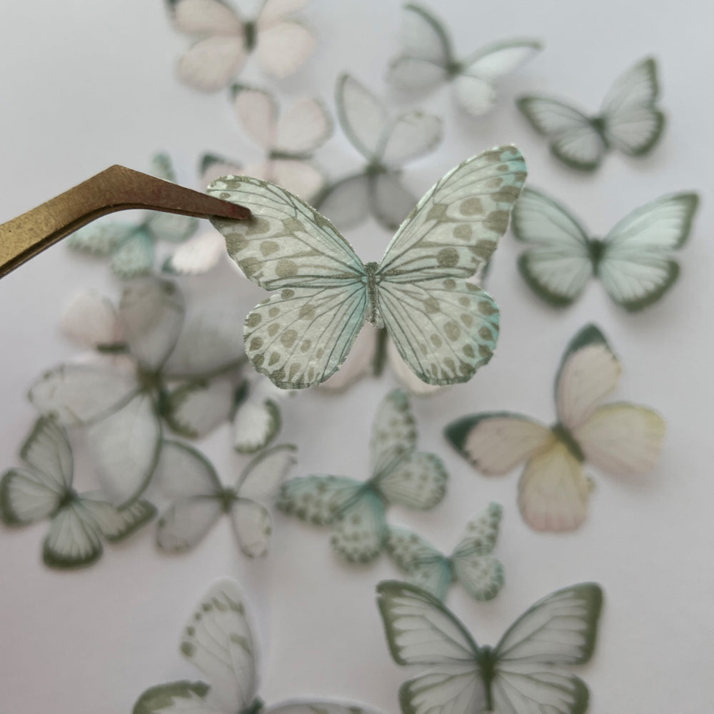 Purple, Green & Pink Pre-cut Edible Wafer Butterflies