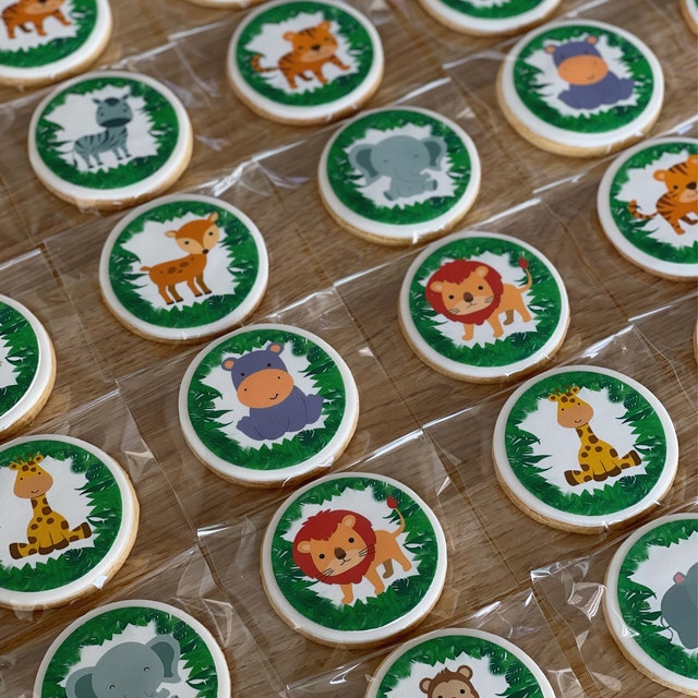 Jungle Animal Safari Pre-cut Edible Icing Cupcake or Cookie Toppers